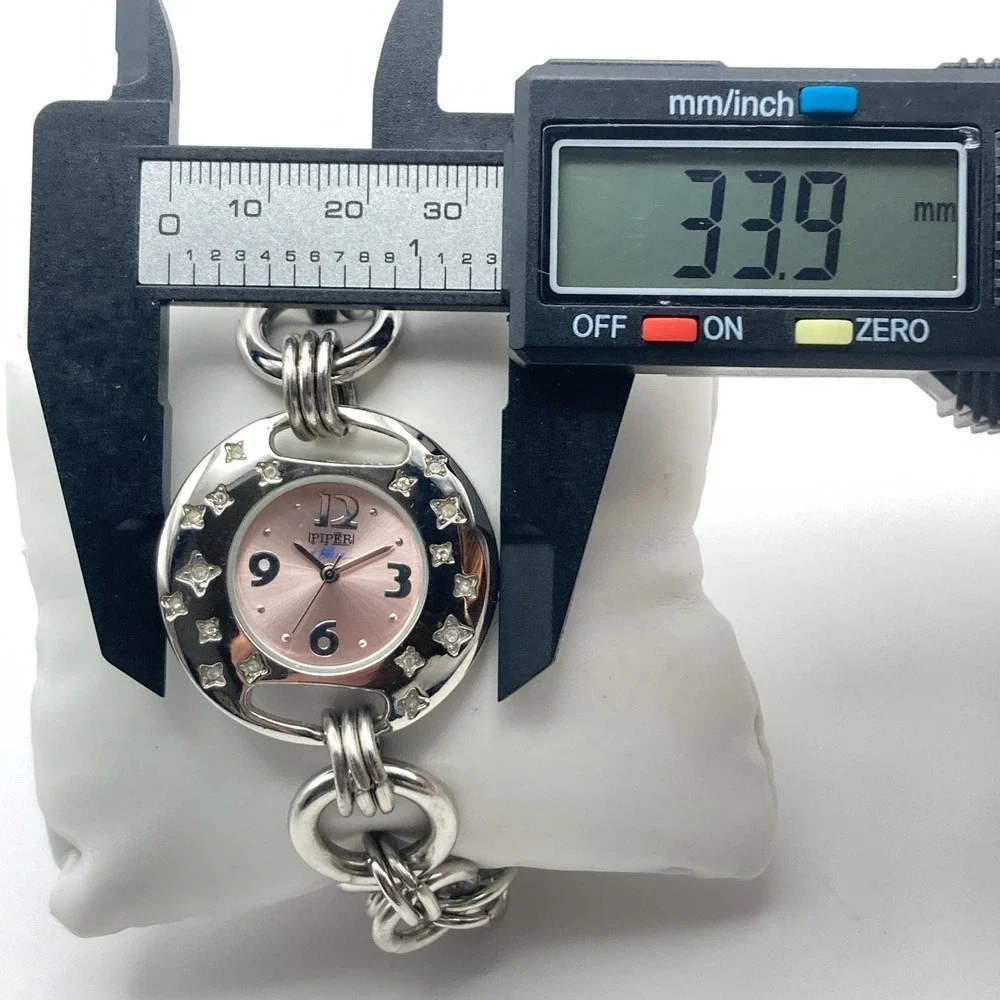 Piper & Blue Women Watch 34mm Silver Tone Stars WR Multi Chain Bling New Battery